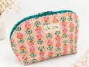 Pochette florale à fermeture éclair turquoise.webp